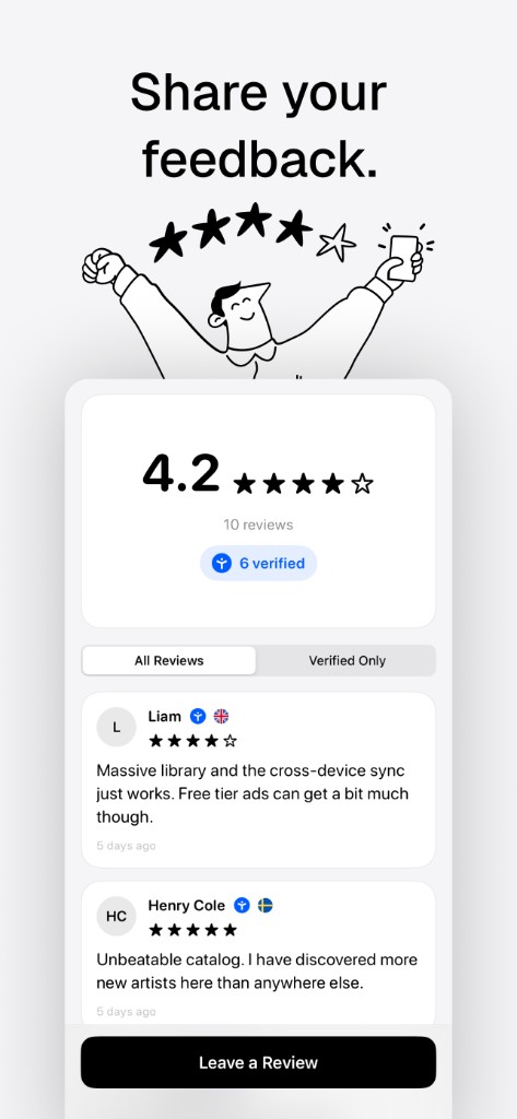 Vouch business reviews screen